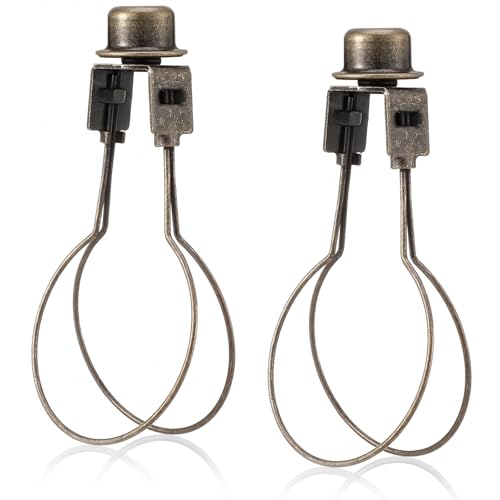 Image of Honoson Bulb Lamp Shade Light Bulb Clip Adapter Includes Finial and Lampshade Levellers for Replacement(Antique Bronze,2 Pcs)