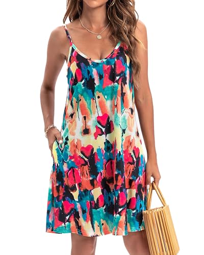 Image of JOELLYUS Womens Spaghetti Strap Dress Summer Dresses Beach Cover Ups Casual Sundresses with Pockets 2026