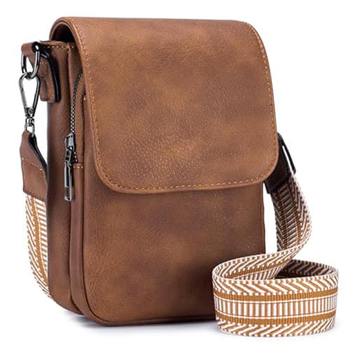 Crossbody Bags for Women,Travel Purse Small Vegan Leather Purse Designer Shoulder Handbag with Wide Strap