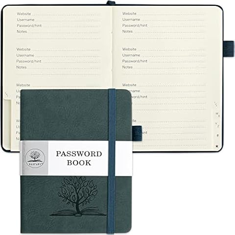DAOFARY Password Book with Alphabetical Tabs - Small Password Keeper Book (5.6 * 4.3 in) with Inner Pocket, Hardcover Password Keeper Notebook for Log Internet Website Information (Lake Blue) Cover