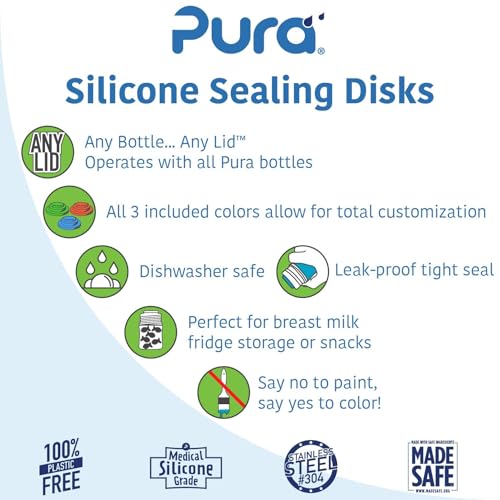 Pura Kiki Bottle Silicone Sealing Disks | Plastic-Free, Medical Grade, Unbreakable, Airtight | Baby Formula Milk, Food Storage, Breastmilk Storage for Travel - Rose and Fox