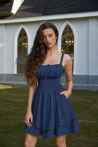 Image of Scarlet Darkness Corset Mini Dress for Women Teens 2026 Summer Ruffle Sundress Graduation Homecoming Dresses