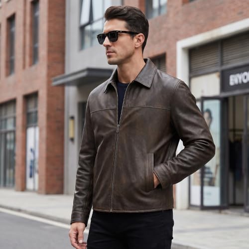 Image of Snuff Leather Jacket Genuine Lambskin Leather Jacket For Men Vintage Classic Snuff Style with Zip Out Liner