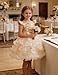 AK Fashion Flower Girl Dress - Little Girls Special Occasion Dresses with Embroidered Tulle Ruffled for Wedding Christmas Birthday Size 5 Champagne
