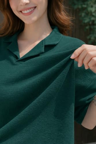 Image of Zilcon Oversized Tshirts for Women V-Neck Summer Short Sleeve Casual Loose Top