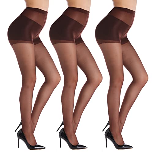 YAGAXI 20D Sheer Tights for Women - 3 Pairs Women's Control Top Pantyhose