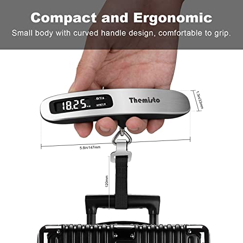 Themisto TH-WS10 Digital Luggage Scale with Target Value Setting (50kg), Silver - Image 7
