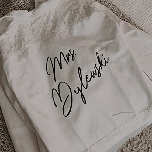 Customized Women's Pearl Denim Future Mrs. Jacket4