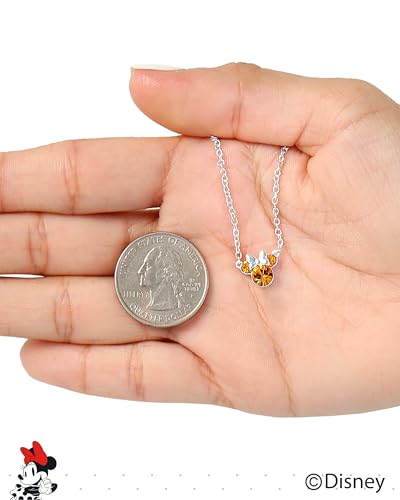 Disney-Minnie-Mouse-Crystal-Birthstone-Jewelry-Birth-Month-Pendant-Necklace-Silver-Plated