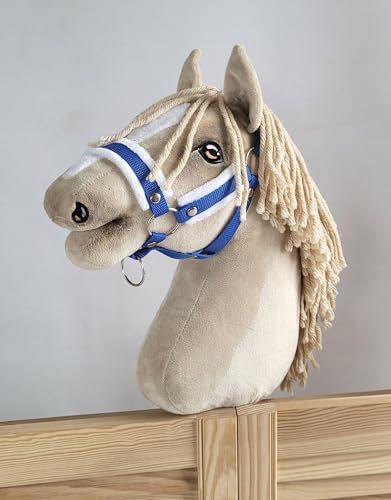 Hobby Horse A3 azul de madera y tela para jugar a las carreras en el jardín