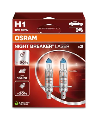 Image of H1: Osram 64150NL-2HB Night Breaker Laser Halogen Bulbs | Eco Pack | Pack of 2