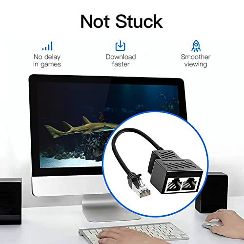 Mvboone Ethernet Splitter 1 To 2 Rj45 Network Male To Female Adapter, Suitable Super Cat5-7, Cmpatible With Adsl/Hubs/Tvs/Set-Top Boxes/Routers/Wireless Devices/Computers #TOP4