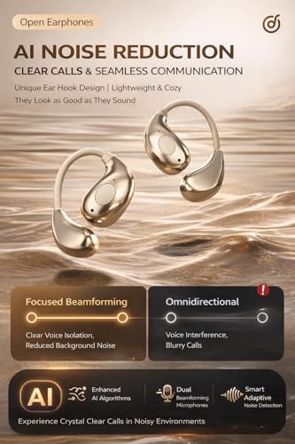 Image of OWS R300 TWS Earbuds, Gaming Earbuds with Open Wearable Stereo, 50 Hours Playtime, Bluetooth 5.4 + ENC Clarity, 13mm HD BASS Drivers, IPX6 Sweat-Proof,Built-in Mic