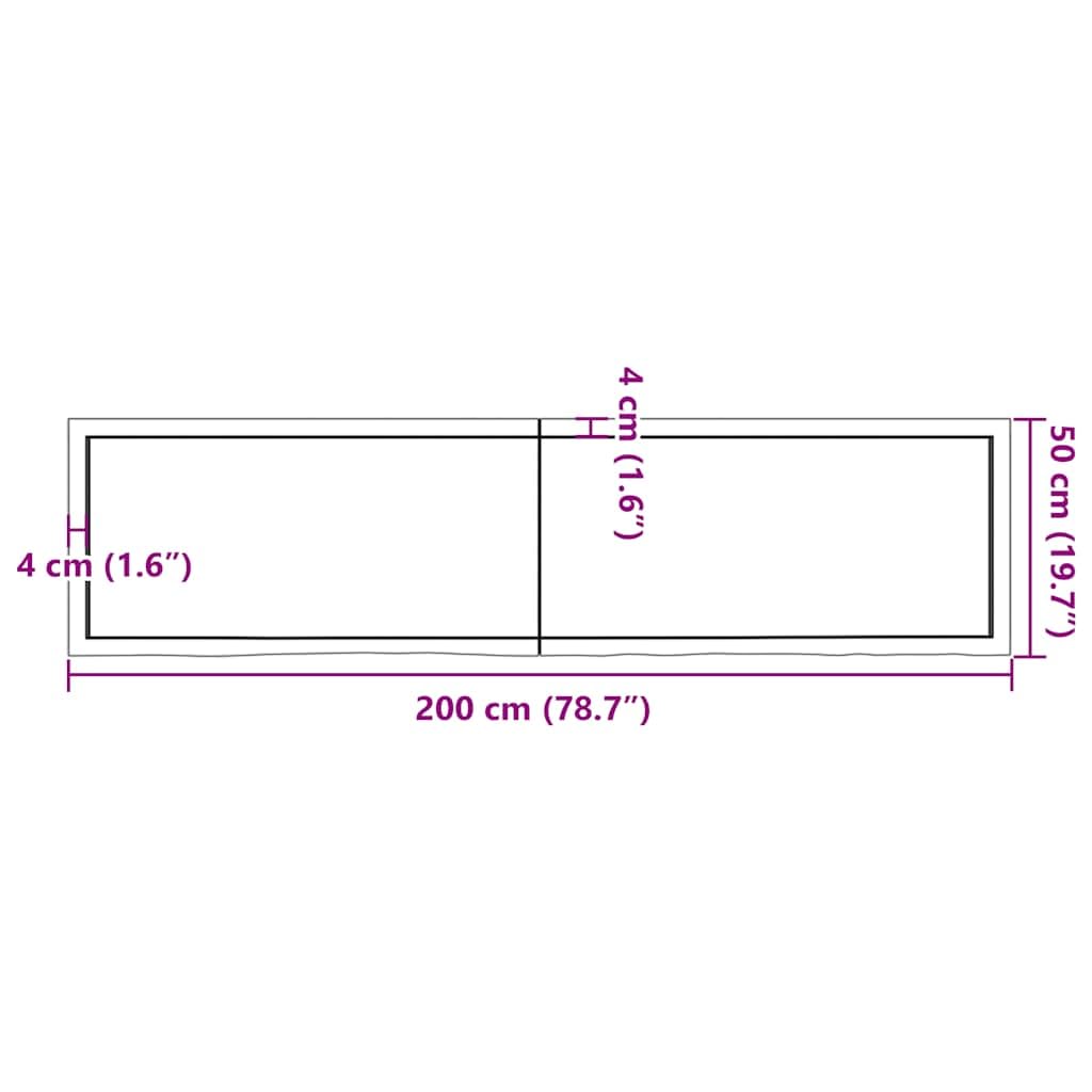 vidaXL Piano Bagno Marrone Scuro 200x50x(2-4) cm Legno Trattato