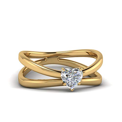 Bague solitaire tige fendue inversée en pierre précieuse pour un cadeau inoubliable