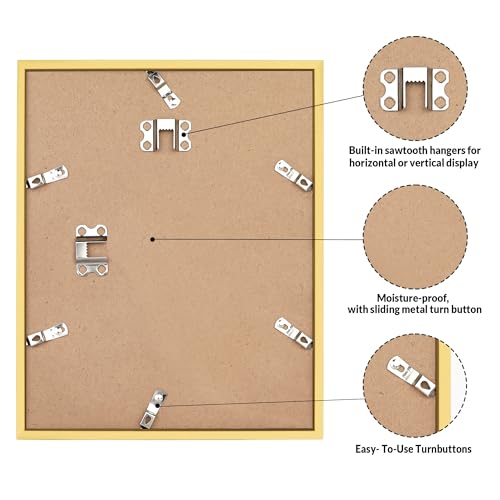 LaVie Home 11x14 Picture Frame for Wall Display, 11x14 Gold Picture Frame with HD Plexiglas, 11 x 14 Poster Frame 1 Pack, Display Frame for Vertical or Horizontal, Classic Collection