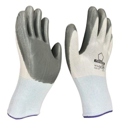 SAMBHAW Anti Cutting Cut Resistant Hand Safety Gloves Cut-Proof Protection with Rubber Grade Wet and Dry Glove Nylon, Rubber Safety Gloves (WHITE ON GREY) (PACK OF 8 PAIR) (B0D9QLWCV8) Amazon Price History, Amazon Price Tracker