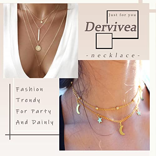 Dervivea Bohemia Layered Necklace Choker Vertical Bar Pendant Necklace Multi layer Bar Disc Necklace Gold Long Necklace Chain Jewelry for Women and Girls - Image 8