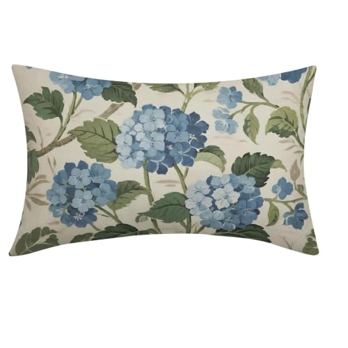 Manta reversible con diseño floral para sofá, cama, salón, doble decoración, lino (verde, 30 x 50 cm)