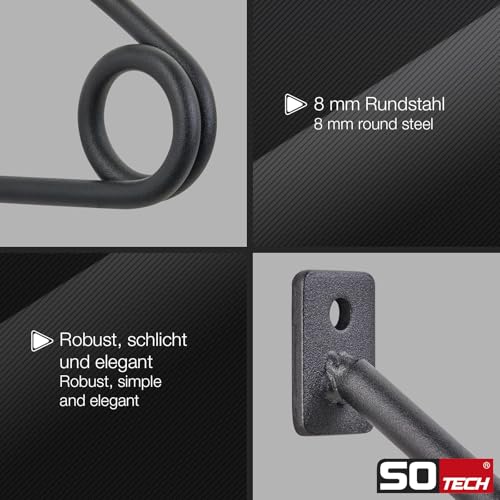 Tringle à vêtements SOTECH en chêne massif et acier noir mat texturé