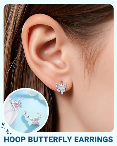 Hypoallergenic Butterfly Hoop Earrings, Valentines Christmas Birthday Gifts2