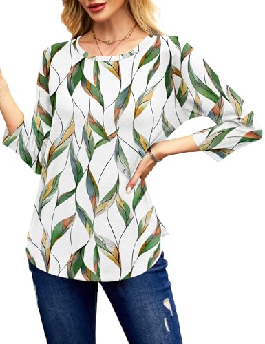 NORACORA Women's 3/4 Length Sleeve Crew Neck T-Shirt - Printed Casual Basic Tops — view 6
