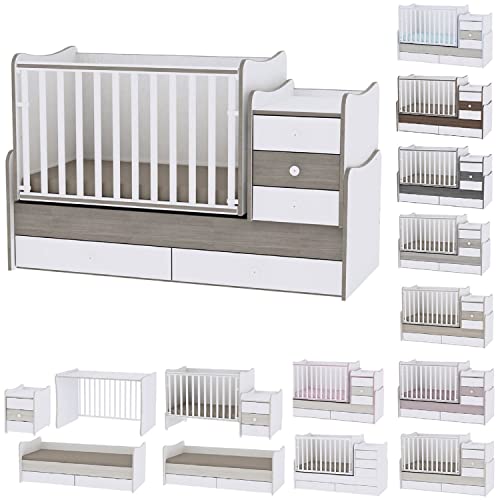 Lit bébé évolutif/ combiné Maxi Plus blanc/café Lorelli (Le lit se transforme en lit d'adolescent, bureau, armoire multifonction)