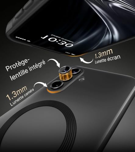 Image of DIZORO Samsung A17 5g Case, Compatible with Mag Safe Back Cover, Matte Luxury Metallic Luster Flexible TPU Wireless Charging Shockproof Case with Camera Protector Lens (Black)