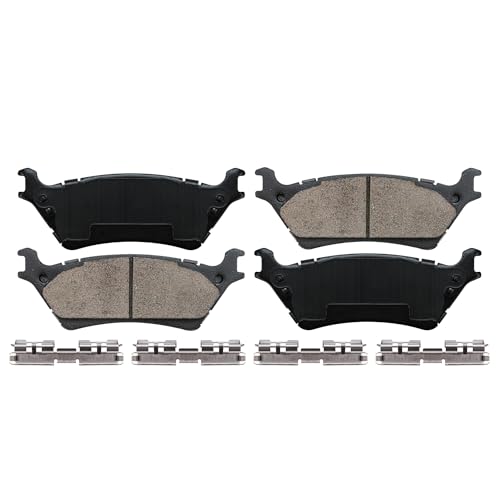 Image of Detroit Axle - Rear Brake Kit for Ford 2012 2013 2014 F-150 [7 Lugs], Drilled and Slotted Disc Brakes Rotors Ceramic Brake Pads with Hardware Replacement : 13.70 inch inch Rotors