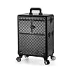 SJYDQ Professionele make -upkoffer aluminium buikspieren Reis Beauty Manicurist Meerlagige zwarte grote kofferrol bagage (Color : Black, Size : 36 * 46 * 3cm)
