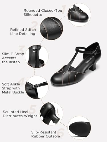 YESSA Character Shoes 2" Dance Shoes for Women T-Strap 1920s Flapper Shoes for Ballroom Latin Salsa Folklorico Flamenco Tango Swing Wedding4