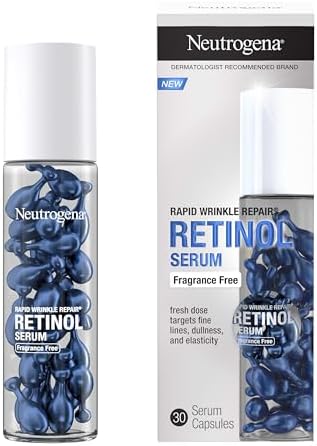 Neutrogena Rapid Wrinkle Repair Retinol Face Serum Capsules, Fragrance-Free Daily Facial with that fights Fine Lines, Wrinkles, Dullness, Alcohol-Free & Non-Greasy, 30 ct