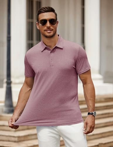 Image of COOFANDY Men's Polo Shirt Golf Quick Dry Performance Short Sleeve Moisture Wicking Athletic Polo Collared Tennis T-Shirt