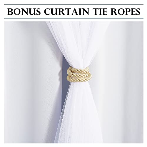 Pony Dance White 95 Inch Sheer Curtains - Double-Layered Blackout Curtains Set Sheer Overlay Solid Room Darkening Panels For Living Room/Bedroom ((Winter White, 52 Inch Width For Each, Set Of 2) #TOP3