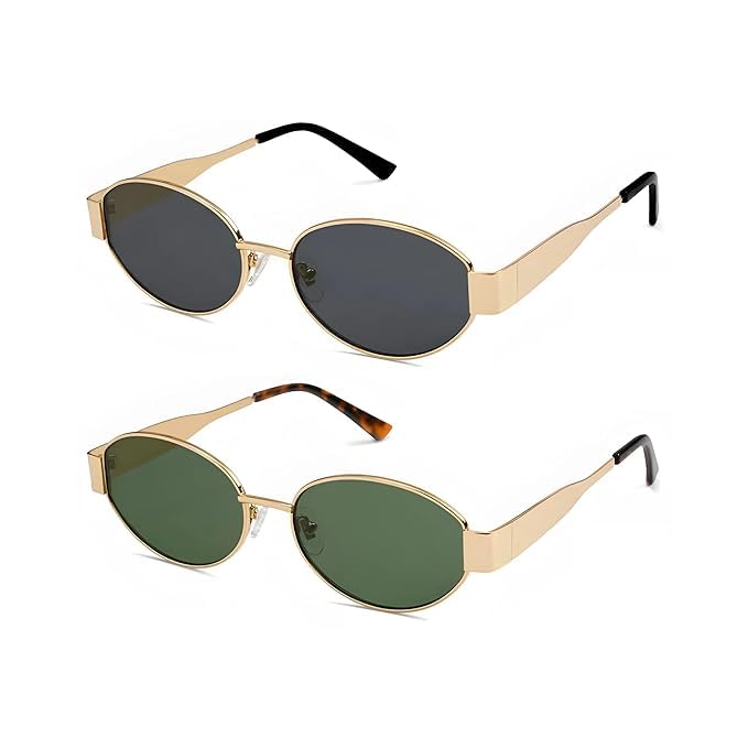 Retro Oval 90s Vintage Sunglasses for Men & Women – Trendy Durable Metal Frame with 100% UV Protection Stylish Eyewear combo-image-28