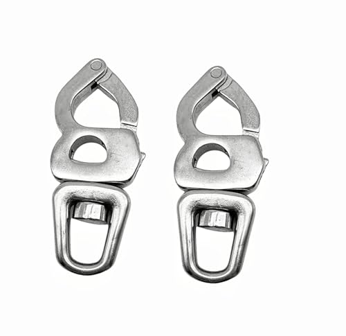 HAIWEN Marine 316 Stainless Steel Quick Release Snap Shackle,360 Degree Rotation Sailing Rigging Fast Eye Snap Hook (2Pcs, Length:86mm/3