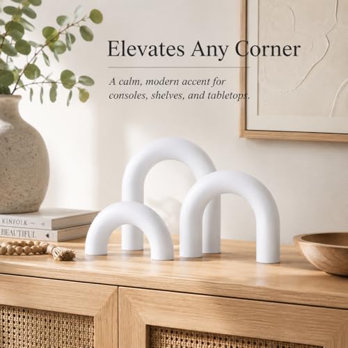 Set 3 Arcos de Madera Blanca Decorativos para Mesa miniatura 3
