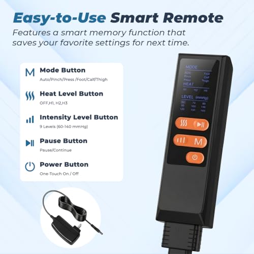 Image of Flexnest Heated Leg Massager, 3-in-1 Leg Compression Massager for Circulation and Pain Relief Air Compression Foot, Calf, Thigh Massager with Handheld Controller - Black Flow