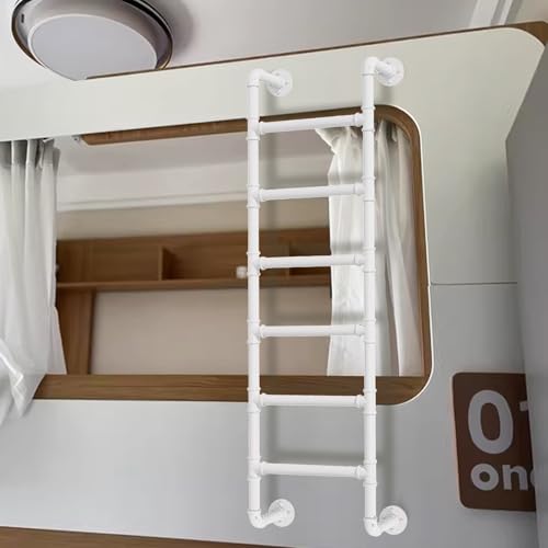 Escalera para litera interior blanca de metal resistente para pared y ventanas 2