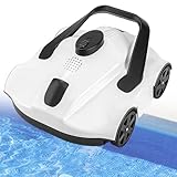 vnmudzeo Robot Aspirador De Piscina InaláMbrico De 860 Pies Cuadrados De Cobertura, con 4 Ruedas, Capacidad De Almacenamiento De Basura De 2,5 L, Robot Limpiador De Piscina Recargable,White
