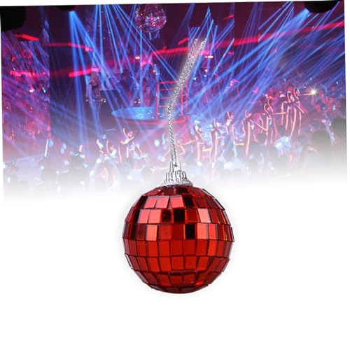 1 unidad de bola espejada roja para decoración en fiestas, bodas y festivales musicales, construcción sólida para una impresionante reflexión de luz miniatura 5