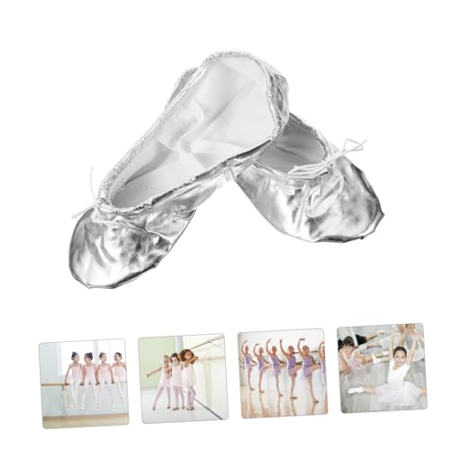 GLEAVI Dance Ballet Practice Shoes Ballerina Shoes Slippers Ballet Shoes Slippers Leather Gymnastics Shoes Ballet Dancing Shoes Girl Leather Ballet Shoes Child Yoga Shoes Silver3