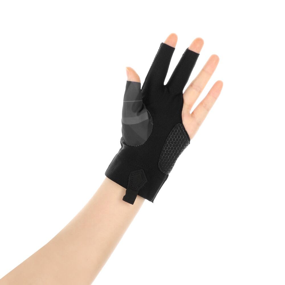 XGOPTS 3 Finger Billiards Glove Breathable Pool Cue Gloves Quick Dry Snooker Cue Sport Glove Left Hand Popular Size Universal Show Shooter Pool Snooker Glove Adjustable Billiard Glove for Men Women
