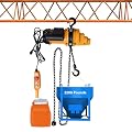 110V 1500W Electric Chain Hoist 2200lbs Electric Chain Hoist Winch 1 Ton Load 13 ft Lifting Single Phase Crane Hoist with 13FT Wired Remote Emergency Stop Switch for Factories Docks Warehouses