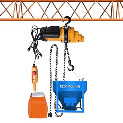 Electric Chain Hoist, 2200lbs with 3m Wired Remote Control, 110V Overhead Crane Garage for Factories Warehouses 1500W Lifting Power System w/Emergency Stop Switch, 13 Feet Max. Pulling Height
