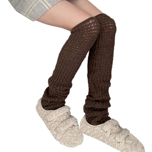 Girls Lolitas Leg Warmers Knitted Stacking Leg Sleeves Solid Hollow Crochet Ankle Heap Socks Uniform Foot