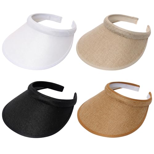 Viseras de sol con ala ancha para mujer 4 piezas miniatura 1