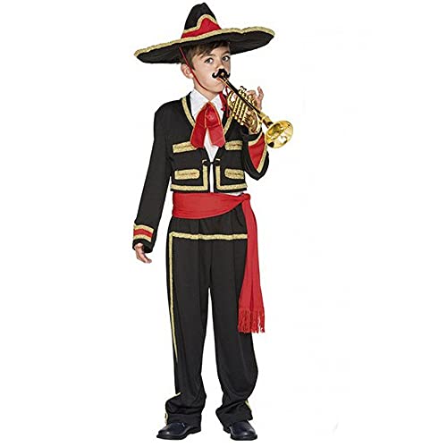 Djf Boys Mexican Mariachi Costume Sombrero Children Day Of The Dead Mexican Amigo Senor Halloween Costume Cosplay Outfit (Black,S) #TOP4