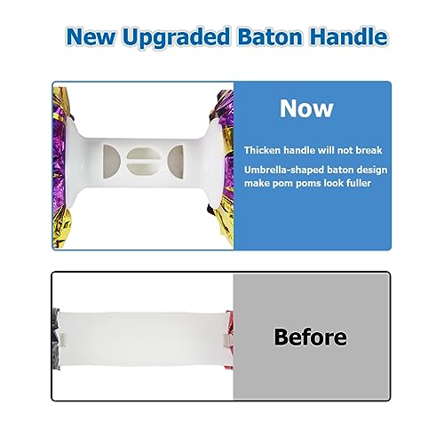 image for Hooshing 2 Pack Cheerleading Pom Poms Blue and White with Baton Handle