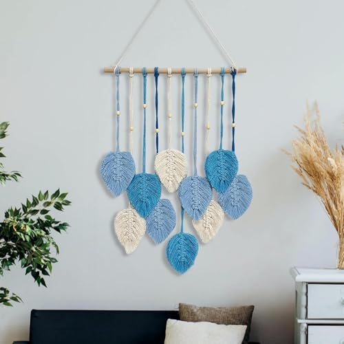Image of Nostrae by Ekhasa Macrame Wall Hanging Leaves | Boho Wall Hanging Big Size | Handmade Macrame Wall Decor for Bedroom, Living Room, Balcony & Nursery | Boho Theme Home Decor Tapestry